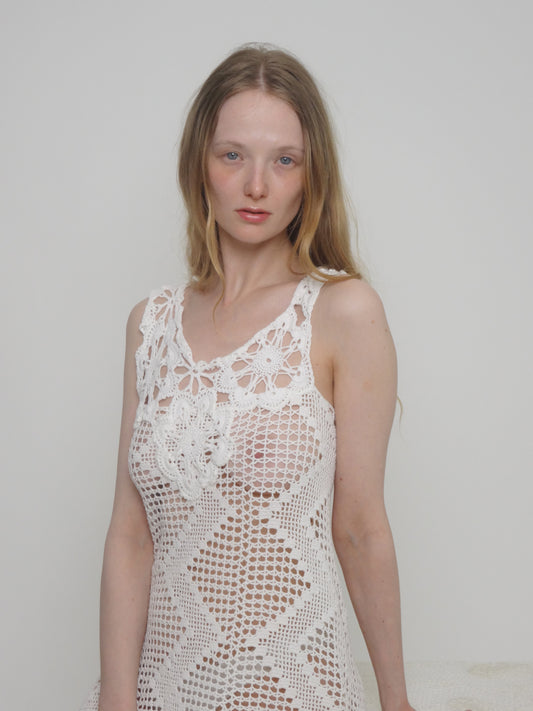 White crochet dress2
