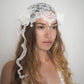 White pearls and lace headpiece