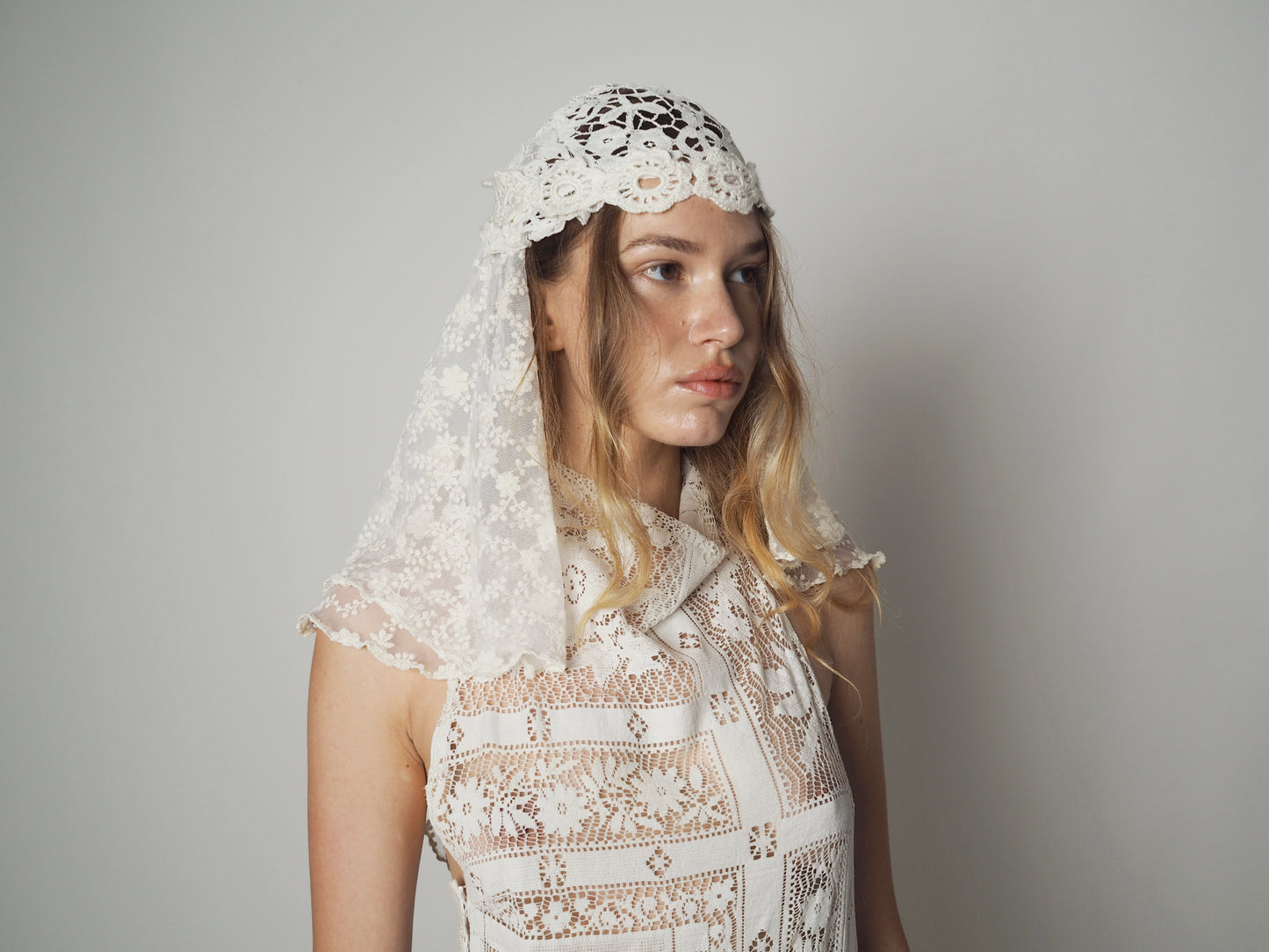 Beige lace headpiece