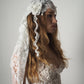 White pearls and lace headpiece