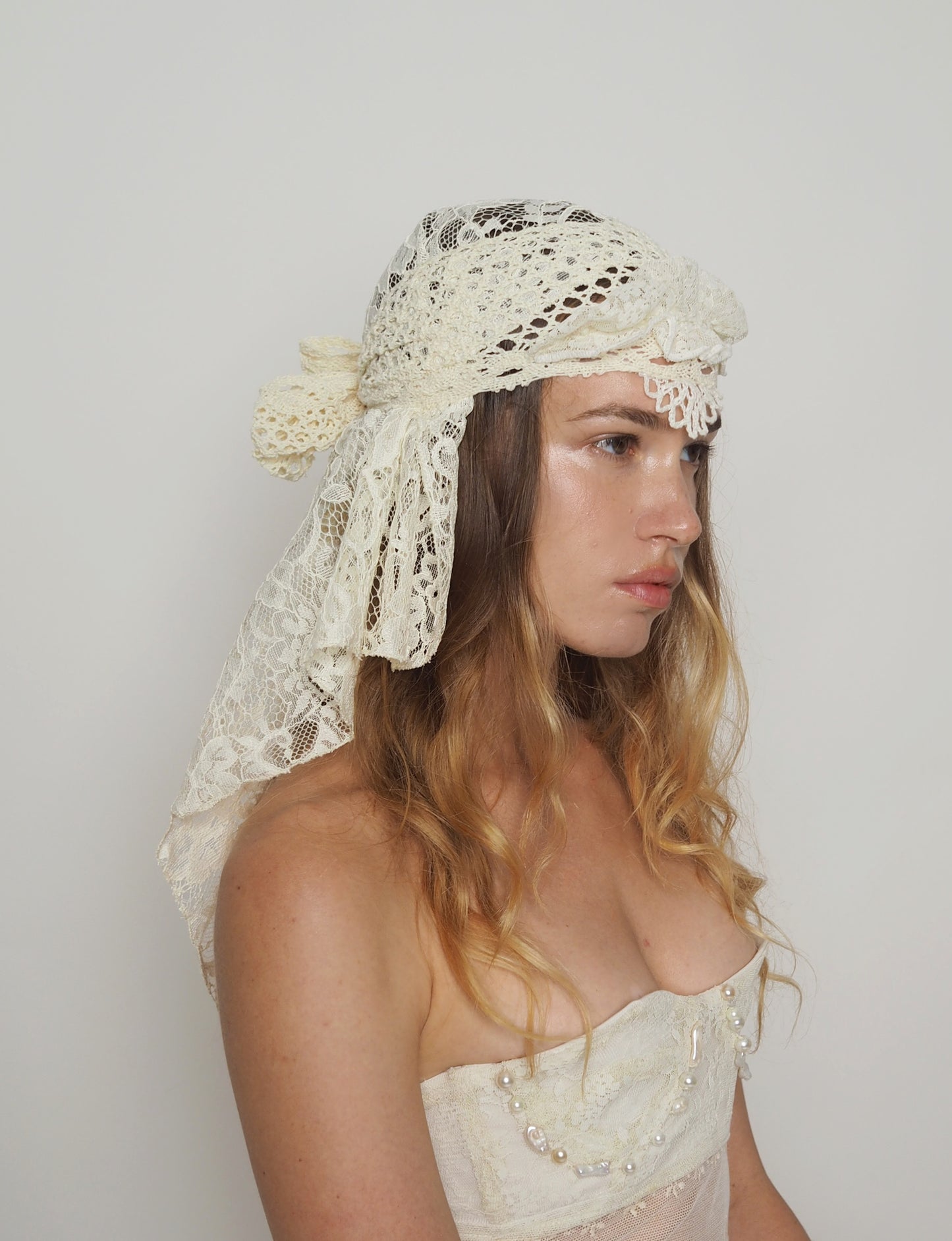 Beige crochet headpiece