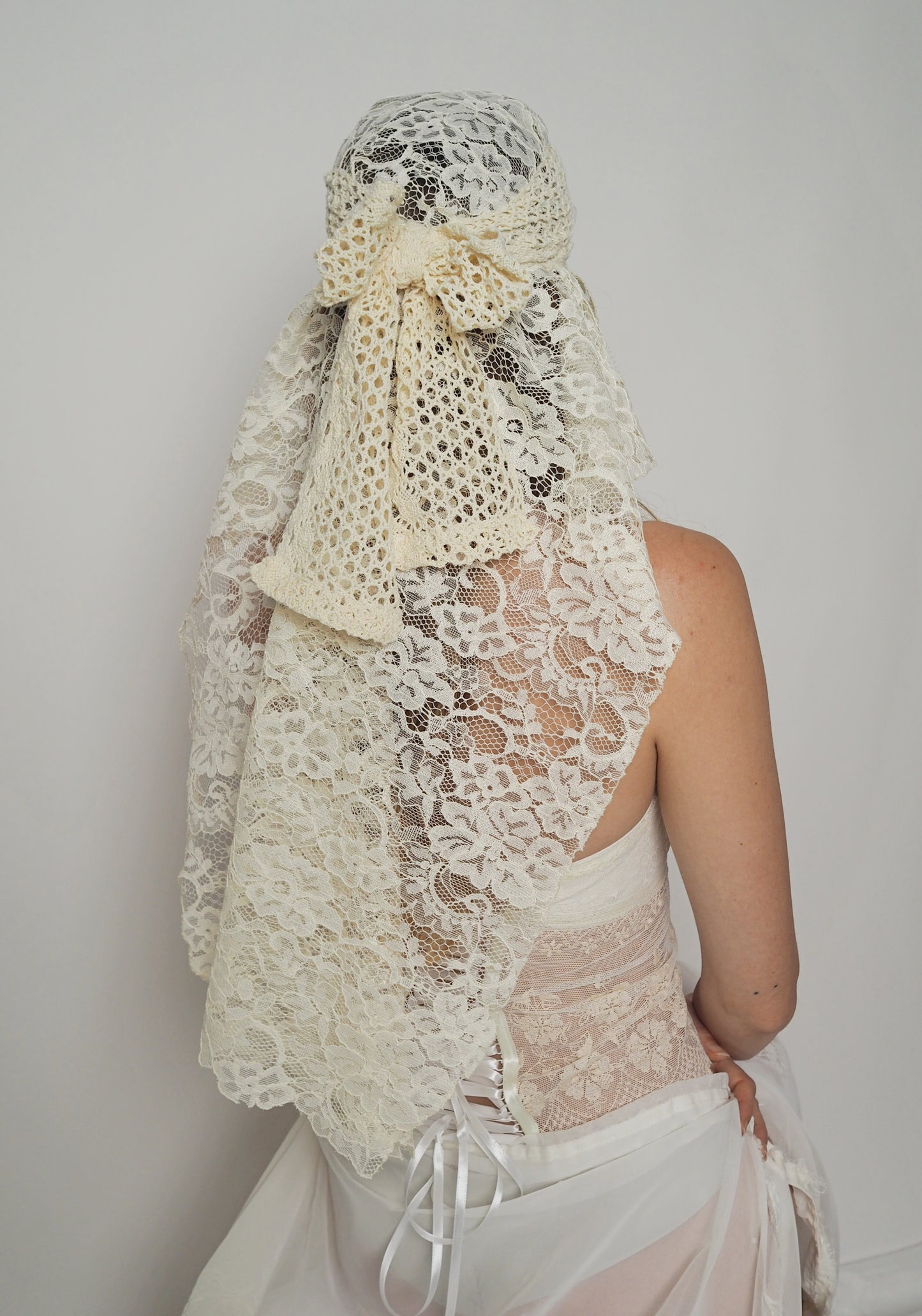 Beige crochet headpiece