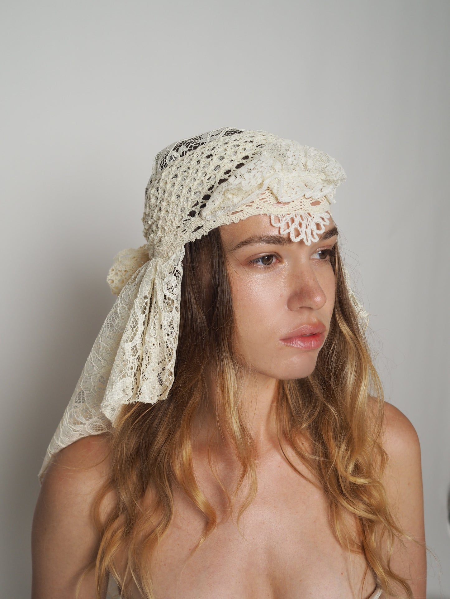 Beige crochet headpiece