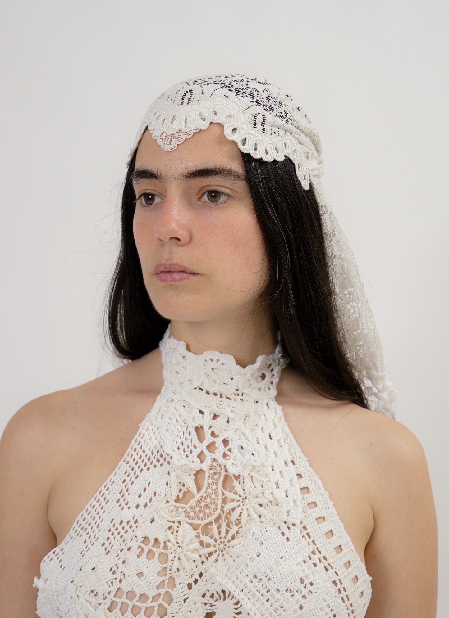 Lace and pearls headpiece